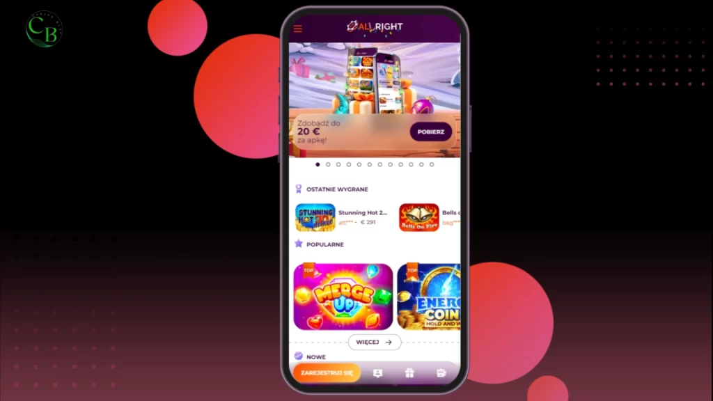 Strona Główna Aplikacji Mobilnej AllRight Casino