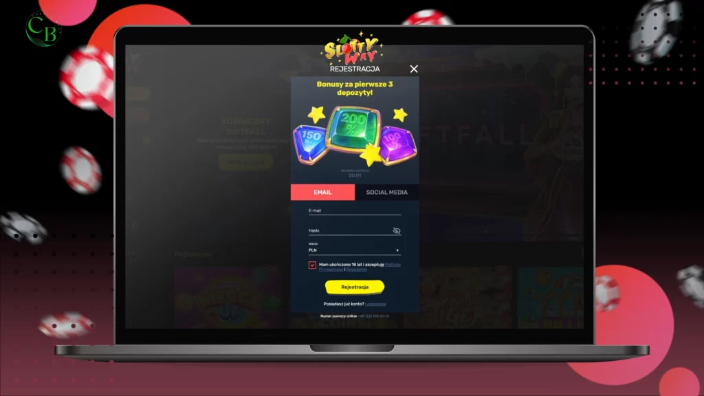 Strona Rejestracje w SlottyWay