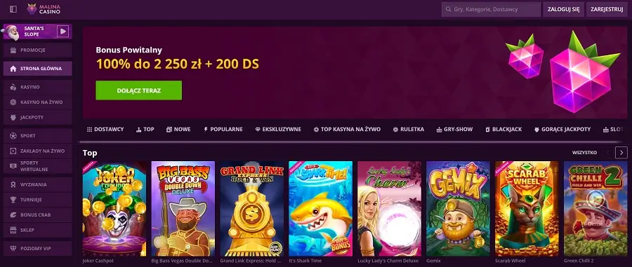 Malina Casino online strona glowna